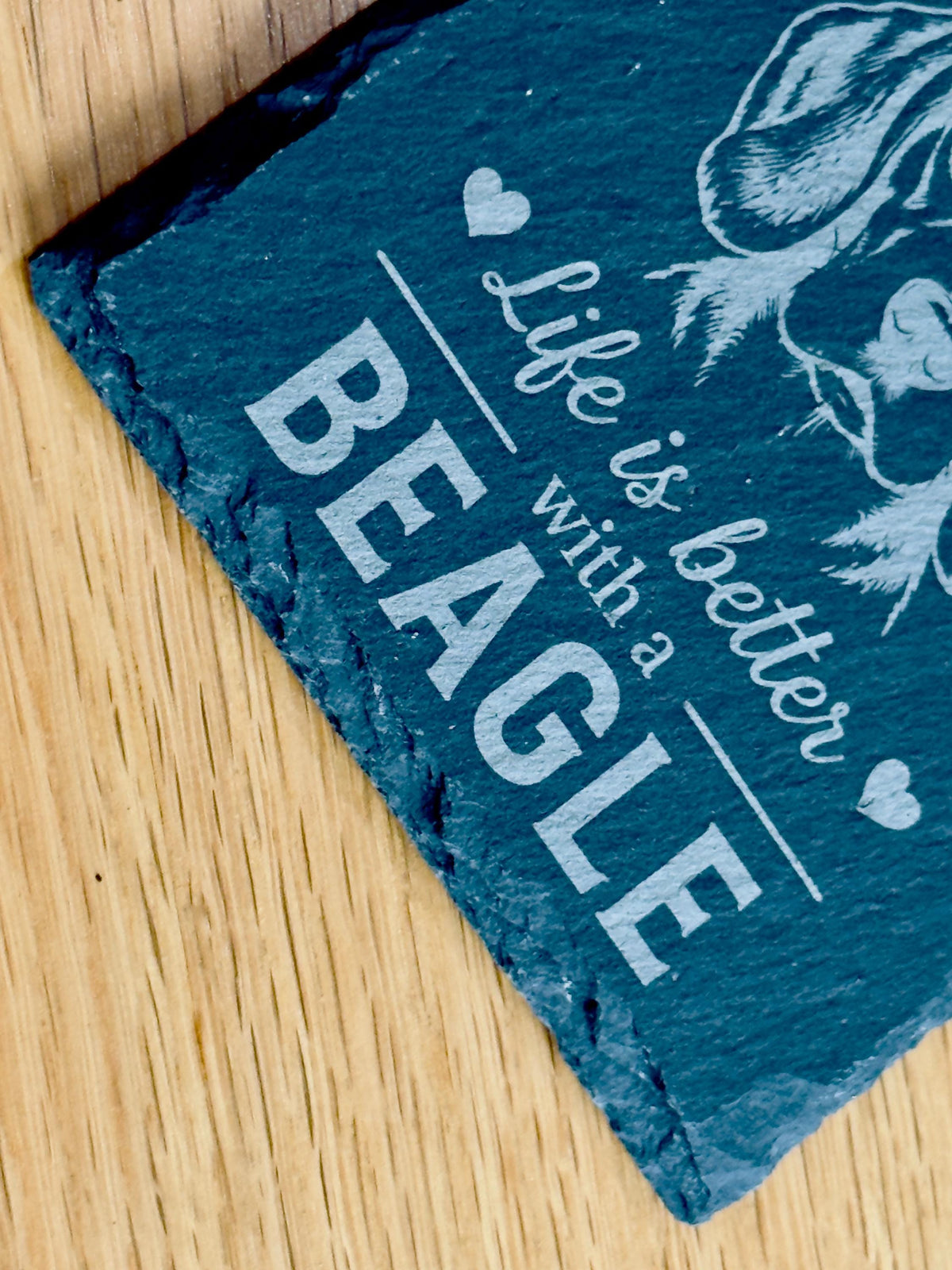 Beagle Slate Coasters – 6 Designs with Holder (Set of 6)