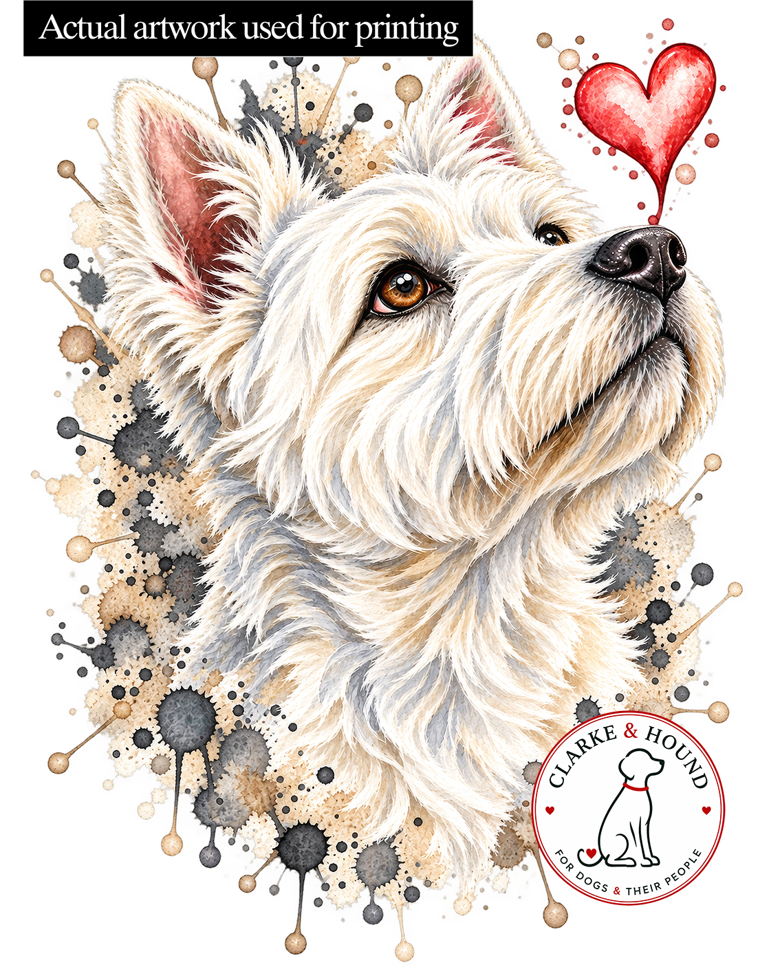 Westie Watercolour Cushion Cover – West Highland White Terrier – 45 × 45cm