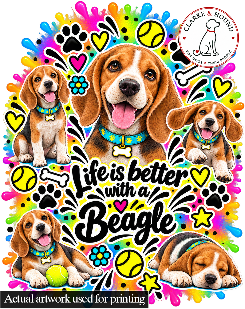 Beagle Tote Bag – The Neon Collection - Colourful Dog Lover Canvas Shopper