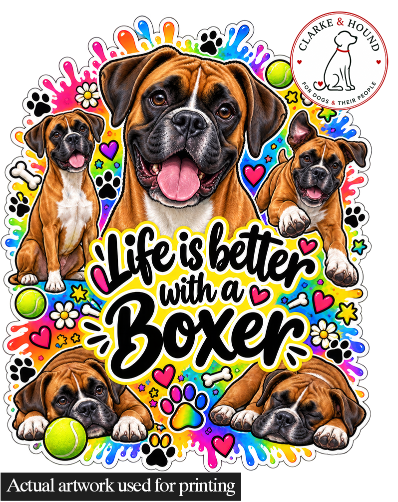 Boxer Tote Bag – The Neon Collection - Colourful Dog Lover Canvas Shopper