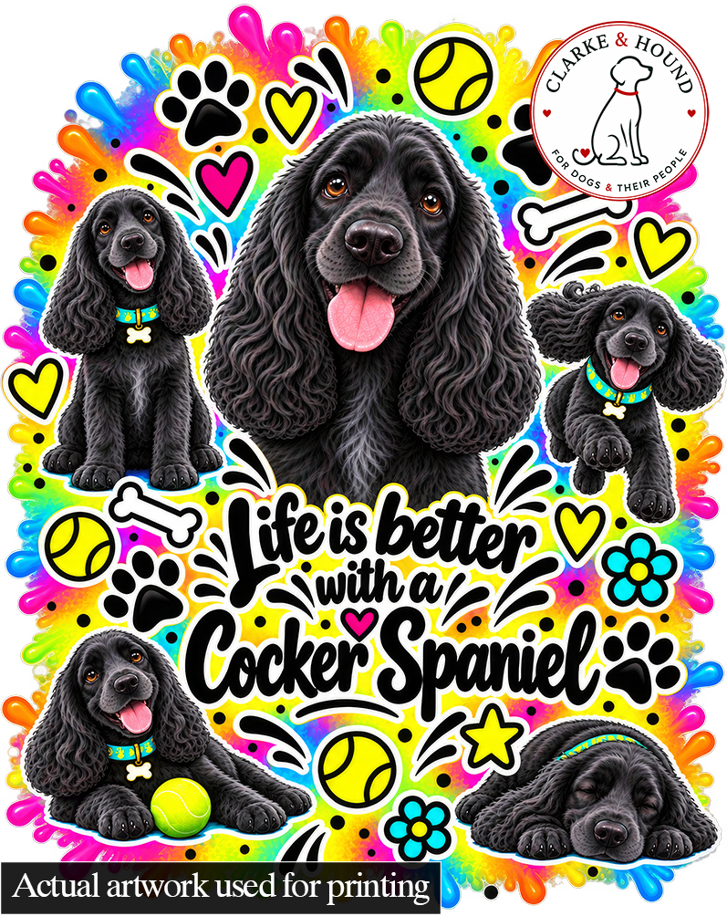 Cocker Spaniel Tote Bag – The Neon Collection - Colourful Dog Lover Canvas Shopper
