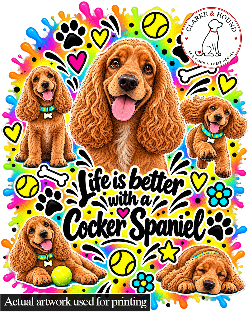 Cocker Spaniel Tote Bag – The Neon Collection - Colourful Dog Lover Canvas Shopper