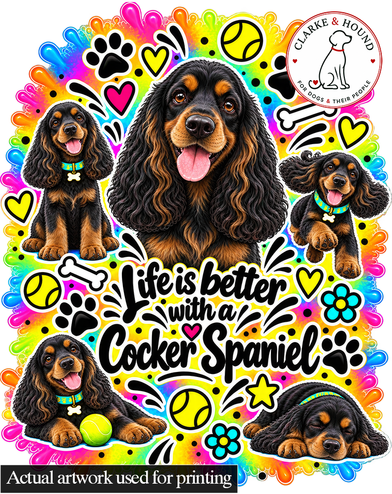Cocker Spaniel Tote Bag – The Neon Collection - Colourful Dog Lover Canvas Shopper