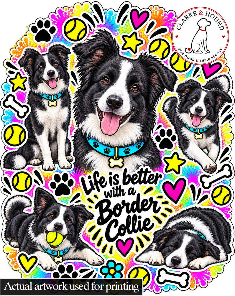 Border Collie Tote Bag – The Neon Collection - Colourful Dog Lover Canvas Shopper