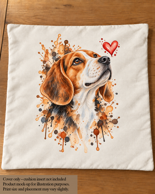 Beagle Watercolour Cushion Cover – Dog Lover Cushion – 45 × 45cm