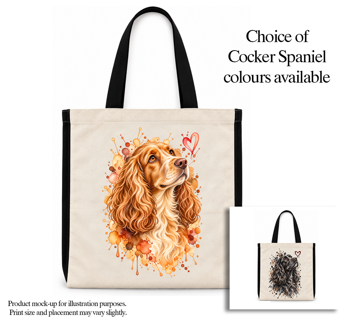 Cocker Spaniel Watercolour Tote Bag – Dog Lover Cotton Shopper