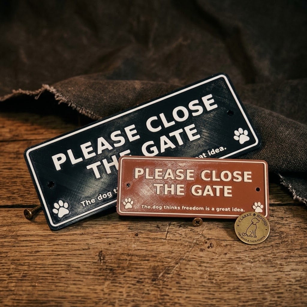 Rectangular Funny Dog Gate Sign – Please Close the Gate – Choice of Saying or Custom Text