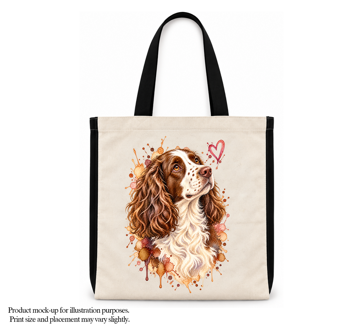Springer Spaniel Watercolour Tote Bag – Dog Lover Cotton Shopper