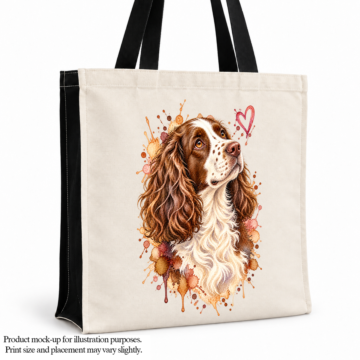 Springer Spaniel Watercolour Tote Bag – Dog Lover Cotton Shopper