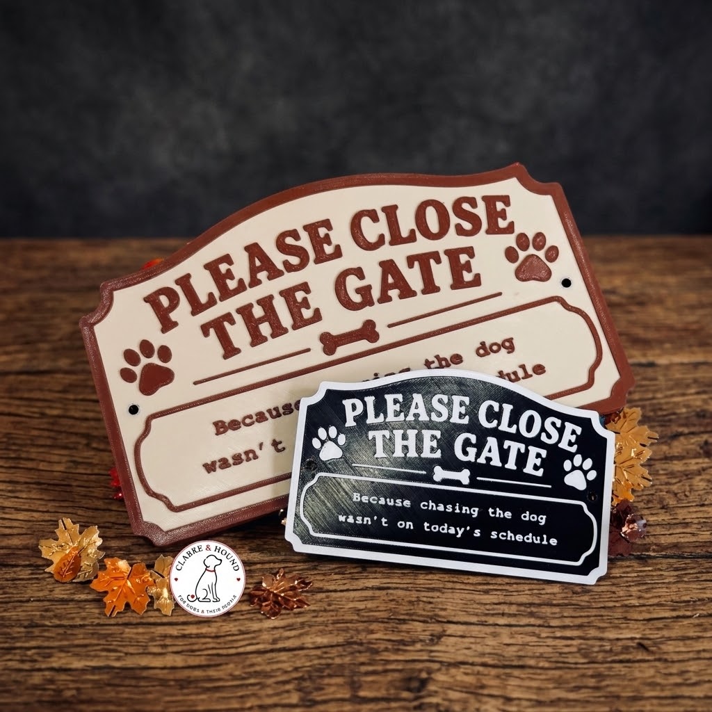 Vintage Funny Dog Gate Sign – Please Close the Gate – Choice of Saying or Custom Text